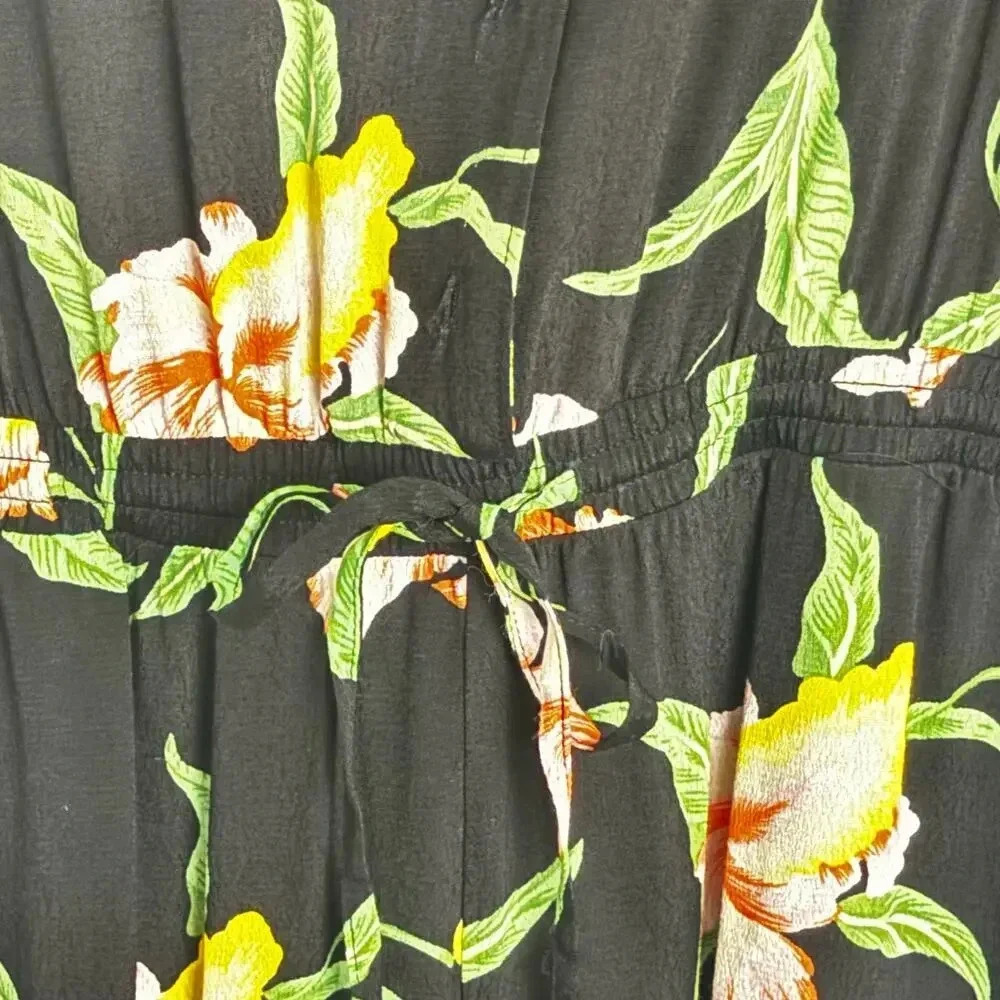 Levi's Celeste Cropped Jumpsuit Mulit-Color Hawaiian Floral Tropical Print SZ S - Picture 4 of 10